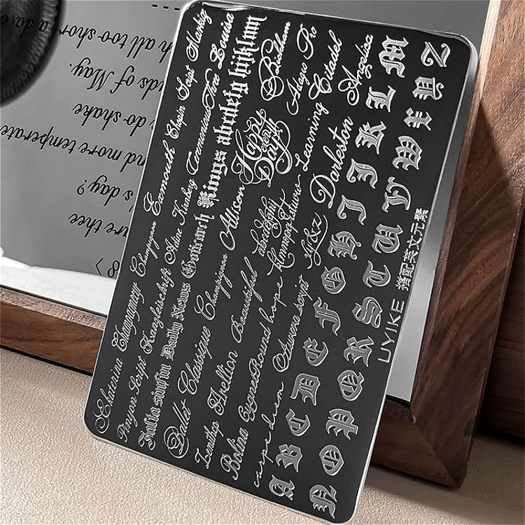 Gothic Letter Nail Art Transfer Printing Steel Plate Nail Art Silicone Stamp Star Heart Dot Bowknot Lace Manicure Tool Templates