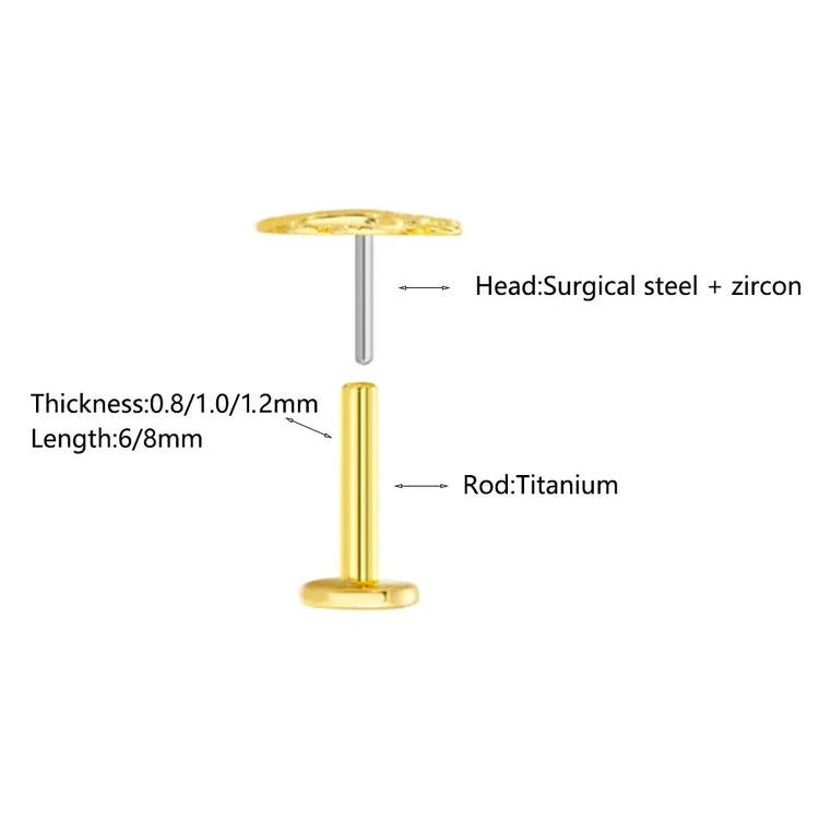 ASTM F136 G23 Orecchino a forma di cuore in titanio 16G 18G 20G Piercing senza filettatura Farfalla Push in Lip Stud Daith Labret Conch platinumshop
