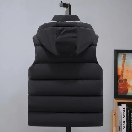 Hooded New Spring Autumn Sleeveless Jacket for Men Fashion Warm Hooded Male Winter Vest Light Plus Size Mens Work Vest Waistcoat