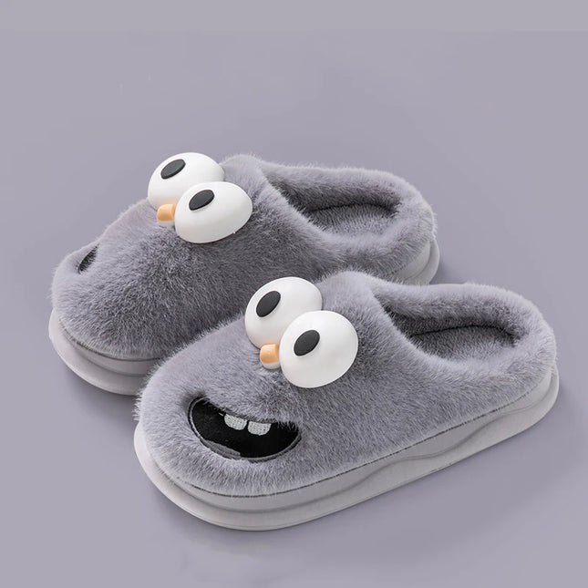 New Cute Winter Cartoon Soft Sole Men's Indoor Floor Non-slip Platform Warm Slides Plush Slippers Male Home Cotton Casual Shoes