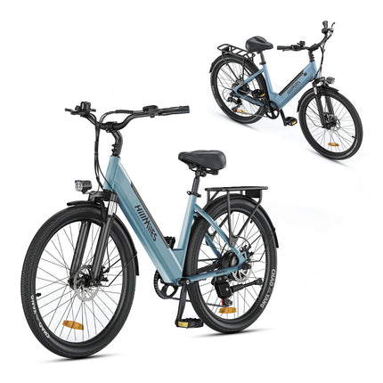 HillMiles MileCity 1 Bicicletta Elettrica Step-Through da 26 Pollici, E-Bike con Autonomia di 120 km, Motore da 250W, Batteria 36V 13Ah, 25 km/h, Cambio a 7 Velocità, Freni a Disco, Bici Elettrica per Pendolarismo Urbano, Sp