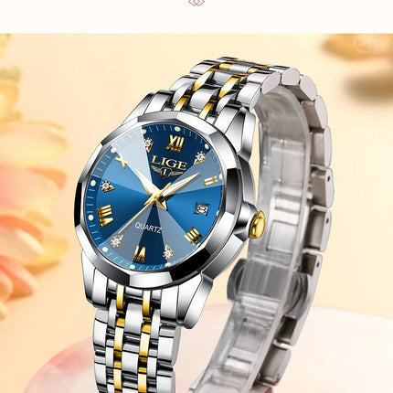 LIGE Elegante Orologio da Polso da Donna Ultrasottile in Stile Nordico Semplice con Movimento al Quarzo, Bracciale in Acciaio Inossidabile alla Moda platinumshop