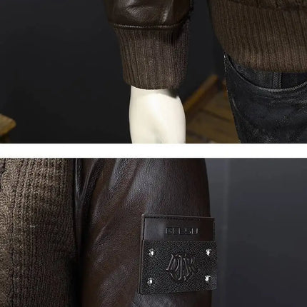 Winter Jackets Mens Duck Down Jacket Men 2025 Autumn Men's Knitted Spliced Leather Jacket Hooded Down Jacket Coat Kurtka Zimowa