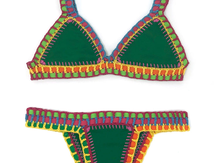 Set bikini verde all'uncinetto Costume da bagno donna Costumi da bagno Costumi da bagno Feminino Bikini Maillot De Bain Femme Badeanzug Damen Costume da bagno PlatiNum