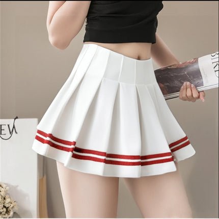 Mode im Preppy-Stil für Damen Faltenröcke 2025 Frühling Sommer neue A-Linie süßes kurzes Kleid Mädchen hoher Bund Patchwork-Rock Streetwear