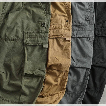 Men's corset casual pants loose 3D vertical cut retro military style outdoor scratch resistant multi-pocket cargo pants