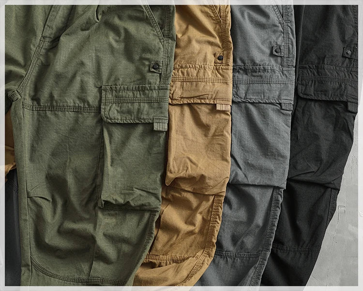 Men's corset casual pants loose 3D vertical cut retro military style outdoor scratch resistant multi-pocket cargo pants