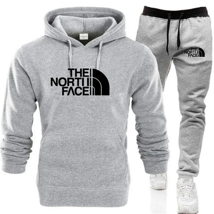 2025 Men's Autumn/Winter Fashion Printed Casual Two Piece Hooded Sports Shirt and Pocket Pants Regular Fit Outdoor Sports Set PlatiNum
