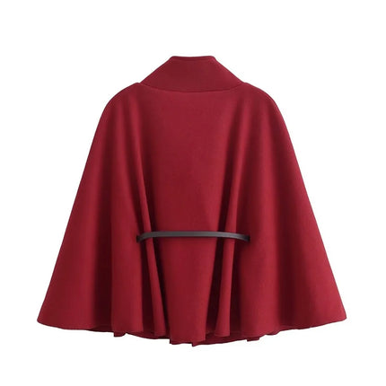 Belt Poncho Capes Women Black Cloaks Winter Coats Woman 2025 Bat Sleeve Cape Coats for Women Fashion Women's Cape Jacket