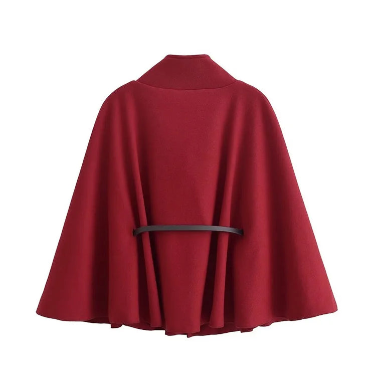 Belt Poncho Capes Women Black Cloaks Winter Coats Woman 2025 Bat Sleeve Cape Coats for Women Fashion Women's Cape Jacket