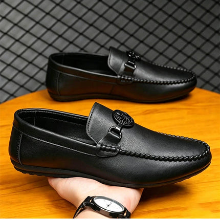 Mocassini da uomo in stile britannico, scarpe da ufficio casual da uomo, comode scarpe basse slip-on, scarpe da guida traspiranti e antiscivolo da uomo
