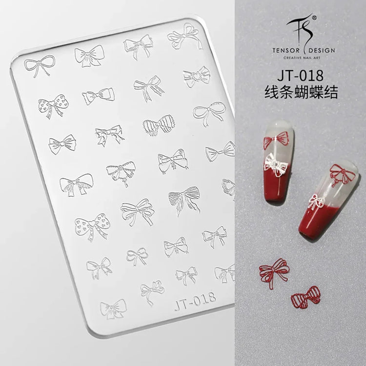 Gothic Letter Nail Art Transfer Printing Steel Plate Nail Art Silicone Stamp Star Heart Dot Bowknot Lace Manicure Tool Templates