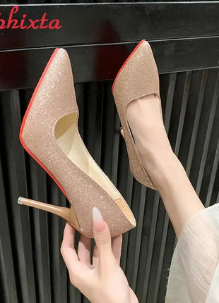 Aphixta Oro Argento Nero Décolleté con tacco alto a spillo da 3,54 pollici Décolleté da donna per tutte le stagioni Scarpe da festa con punta a punta di grandi dimensioni 49 50 platinumshop