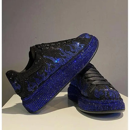 New Luxury Charming Men Showy Rhinestone Casual High Top Shoes Flats Male Designer Prom Sneakers Loafers Shoes Zapatos Hombre