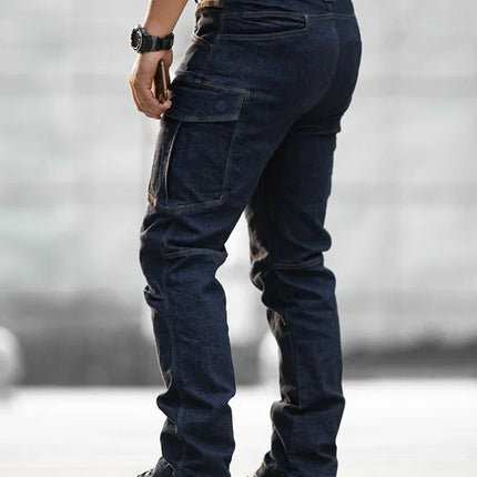 Men's Tactical Jeans Military Denim Cargo Pants Multi-pocket Elastic Casual  Work Trousers Outdoor Combat Training Hiking Pants