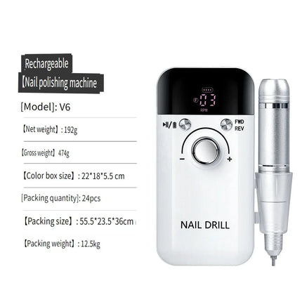Wireless Portable Rechargeable Electric Nail Polishing Machine New Cordless Nail Surface Polisher Gel Nail Remover Professional Home Salon Manicure Pedicure Care Tool For DIY Nail Art Design
