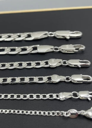 Wholesale 925 Sterling Silver Necklace 2-12mm Width 40-75cm Long Chain Lobster Clasp Men and Women Engagement Jewelry PlatiNum