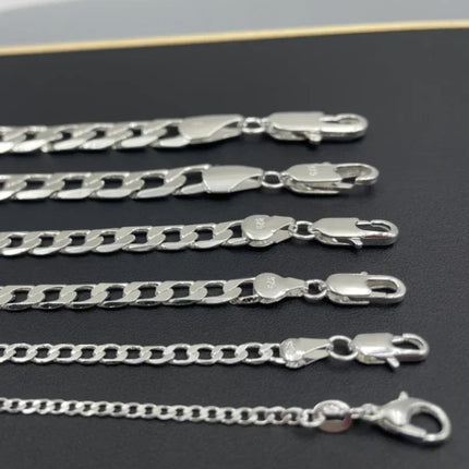 Wholesale 925 Sterling Silver Necklace 2-12mm Width 40-75cm Long Chain Lobster Clasp Men and Women Engagement Jewelry PlatiNum
