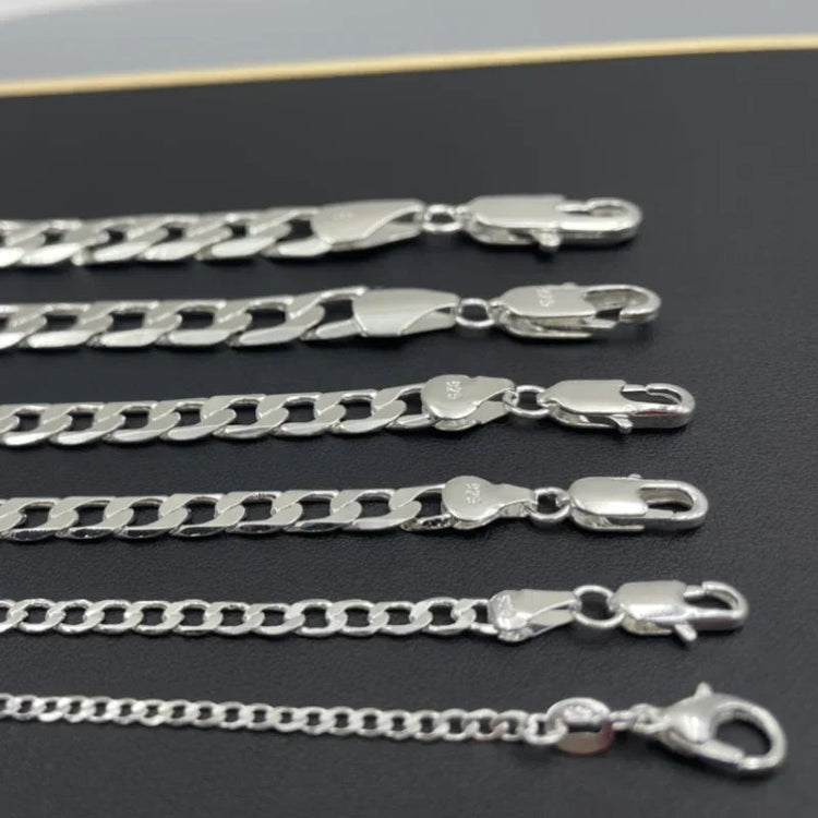 Wholesale 925 Sterling Silver Necklace 2-12mm Width 40-75cm Long Chain Lobster Clasp Men and Women Engagement Jewelry PlatiNum