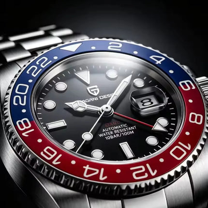 Orologio Meccanico di Lusso da Uomo PAGANI DESIGN 2026 con Ghiera Pepsi Cola da 40MM, Cinturino Jubilee in Acciaio Inossidabile, Impermeabile, Automatico, Regalo per Uomo