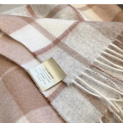 High Quality 100% Pure Wool Scarf Women Classic Chic  Autumn Winter Colorful Plaid Tassel Warm Muffler Female Thermal Shawl Lady