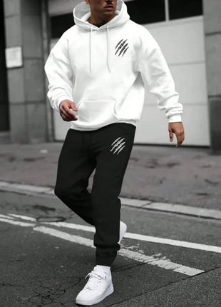 Men's sports suit, sports fashion print set, men's hoodie, women's suit, plush hoodie, solid color hoodie, casual wear PlatiNum