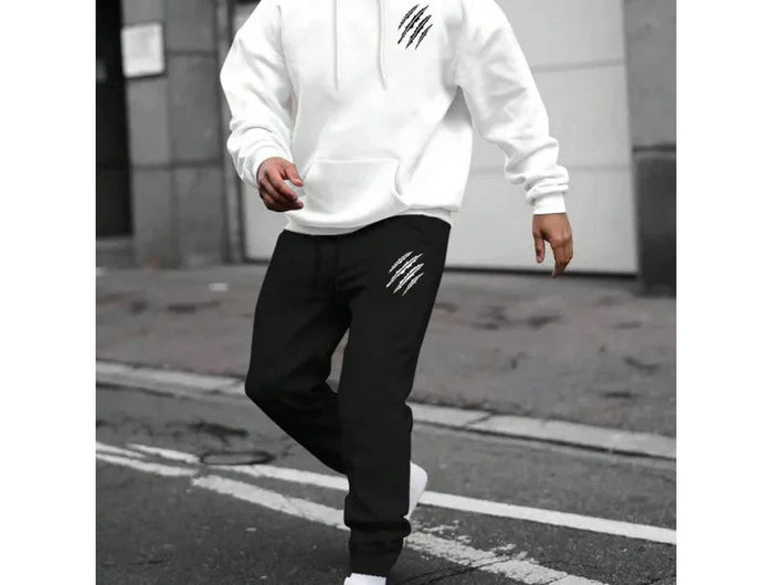 Men's sports suit, sports fashion print set, men's hoodie, women's suit, plush hoodie, solid color hoodie, casual wear PlatiNum