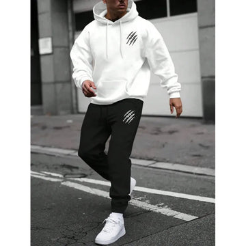 Men's sports suit, sports fashion print set, men's hoodie, women's suit, plush hoodie, solid color hoodie, casual wear PlatiNum