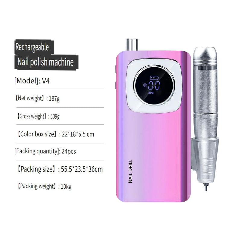 Wireless Portable Rechargeable Electric Nail Polishing Machine New Cordless Nail Surface Polisher Gel Nail Remover Professional Home Salon Manicure Pedicure Care Tool For DIY Nail Art Design