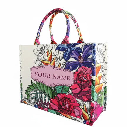 New 2026 Women's Personalized Tote Bag, Printed Canvas Handbag, Large Capacity Beach Bag