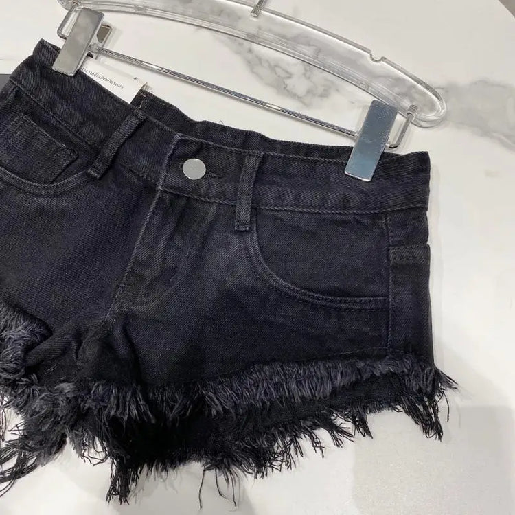 Pantaloncini di jeans Donna High Street Hotsweet Casual Vita bassa Bordi grezzi Fori A-line Stile coreano Y2k Pantaloncini estivi per ragazze piccanti