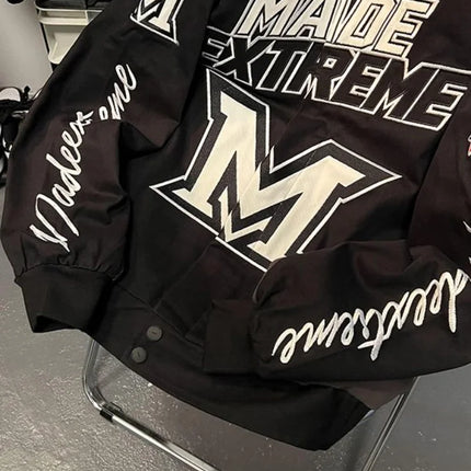 Gmiixder American Street Racing Jacket Men Women Cool Niche Embroidery Motorcycle Baseball Uniform Unisex Punk Letter Streetwear