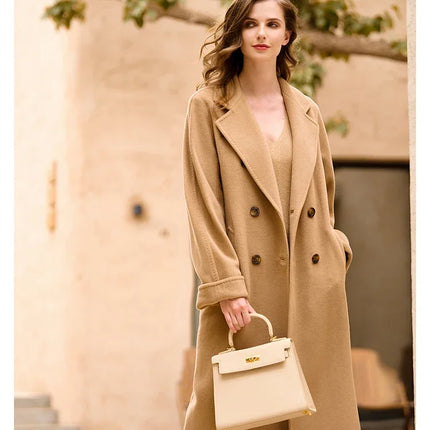 DUTRIEUX Women's Coat Double-sided 10% Cashmere 90% Wool Women's Long Coat Jacket, 2025 Winter New Long Cashmere Coat Women