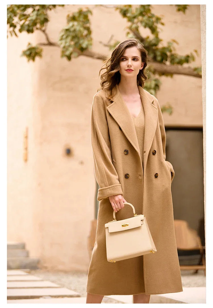 DUTRIEUX Women's Coat Double-sided 10% Cashmere 90% Wool Women's Long Coat Jacket, 2025 Winter New Long Cashmere Coat Women