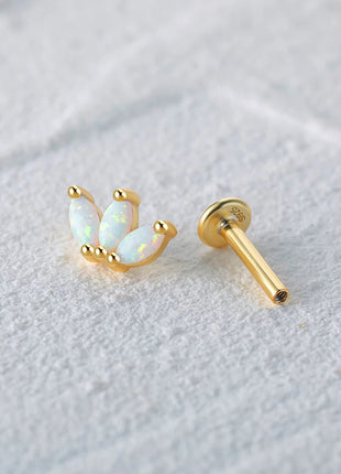 CANNER 1PC 925 Sterling Silver Exquisite Crown Opal Piercing Earring for Women Ear Studs Cartilage Earring Body Jewelry Gift PlatiNum