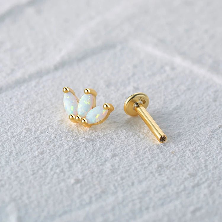CANNER 1PC 925 Sterling Silver Exquisite Crown Opal Piercing Earring for Women Ear Studs Cartilage Earring Body Jewelry Gift PlatiNum