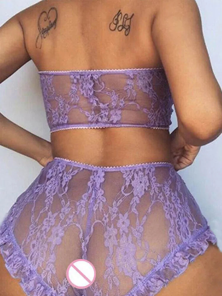 Romance Floral Embroidered Underwear Woman Sexy Lingerie Retro Sheer Lingerie Set Erotic Fishnet Stockings Cute Bra With Pantie