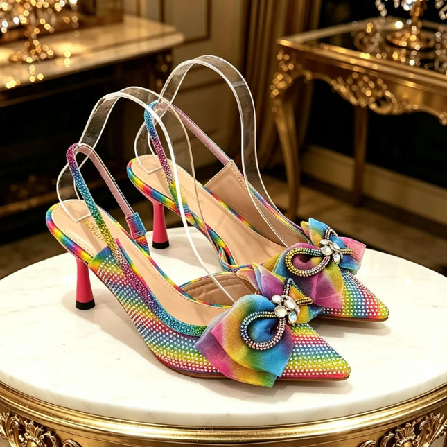 Latest Luxury Women's Sandals with Diamonds and Crystals, Fashionable High Heels, Elegant Italian Women's Shoes for Parties