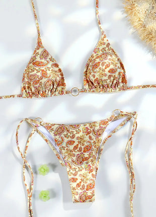 Catene a triangolo sexy Set bikini Micro perizoma Costume da bagno donna Costume da bagno Biquini Fasciatura Costumi da bagno Stampa Costumi da bagno Perizoma Bikini platinumshop