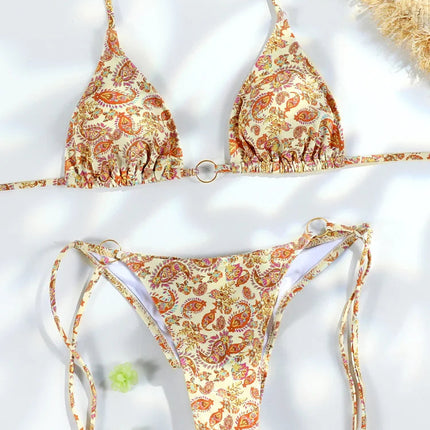 Catene a triangolo sexy Set bikini Micro perizoma Costume da bagno donna Costume da bagno Biquini Fasciatura Costumi da bagno Stampa Costumi da bagno Perizoma Bikini platinumshop