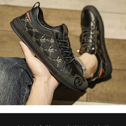 European Station Leather Fashion Men's Sneakers Men Shoes Man Embossed All Fashion Leather Red Casual Shoes for Men Men Shoes