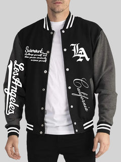 Los Angeles Art Letter Prints 2 Colors Tops Men Autumn Winter Casual Jackets Fashion Soft Baseball Jersey Loose Sports Clothes