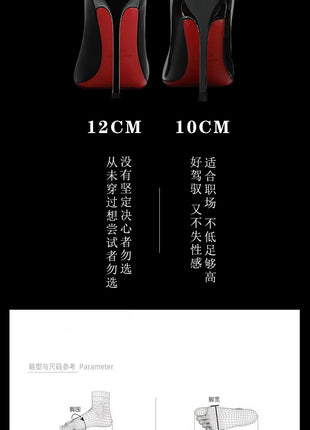 2024 Nuova Primavera/Estate 12 centimetri Bocca Ultra Superficiale Nero Rosso Fondo Tacchi Alti Tacc