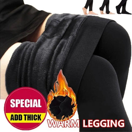 Women Winter Thermal Warm Thick Pantyhose Fluff Lined Stretch Slim Leggings Pants PlatiNum