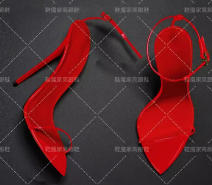 European Station 12cm pointed buckle strap thin strap sexy super high heels sandals size 35-46 thin heel  fashion shoes