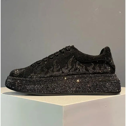 New Luxury Charming Men Showy Rhinestone Casual High Top Shoes Flats Male Designer Prom Sneakers Loafers Shoes Zapatos Hombre