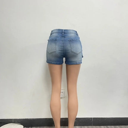 Cargo Jean Women Denim Shorts Solid Jean Spliced Pockets High Waist Distressed Washed Slim Casual Summer Zipper Fly 2026 PlatiNum