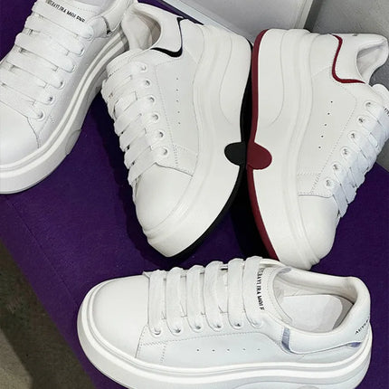 ZXRYXGS 2025 Spring Genuine Leather  Breathable Comfortable Shoes Woman New Thick Sole Wedges Increase Casual Sneakers White