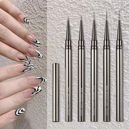 5PCS Nail Art Liner Brushes Hand Painted Brush Acrylic UV Gel Colours Paints Builder Drawing Pen DIY Manicure Design Accessories