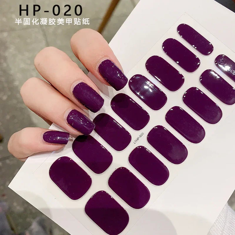 Semi Cured Wraps Fast Gel Nail Sticker Soild Nail Gel Wraps Adhesive Full Cover Gel Nail Decal UV Lamp Cured Manicure Decoration2028